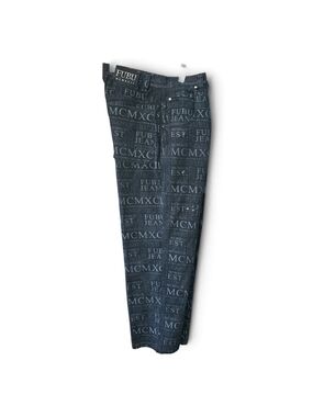 MCMXCII FUBU Black Allover Logo Straight Jeans